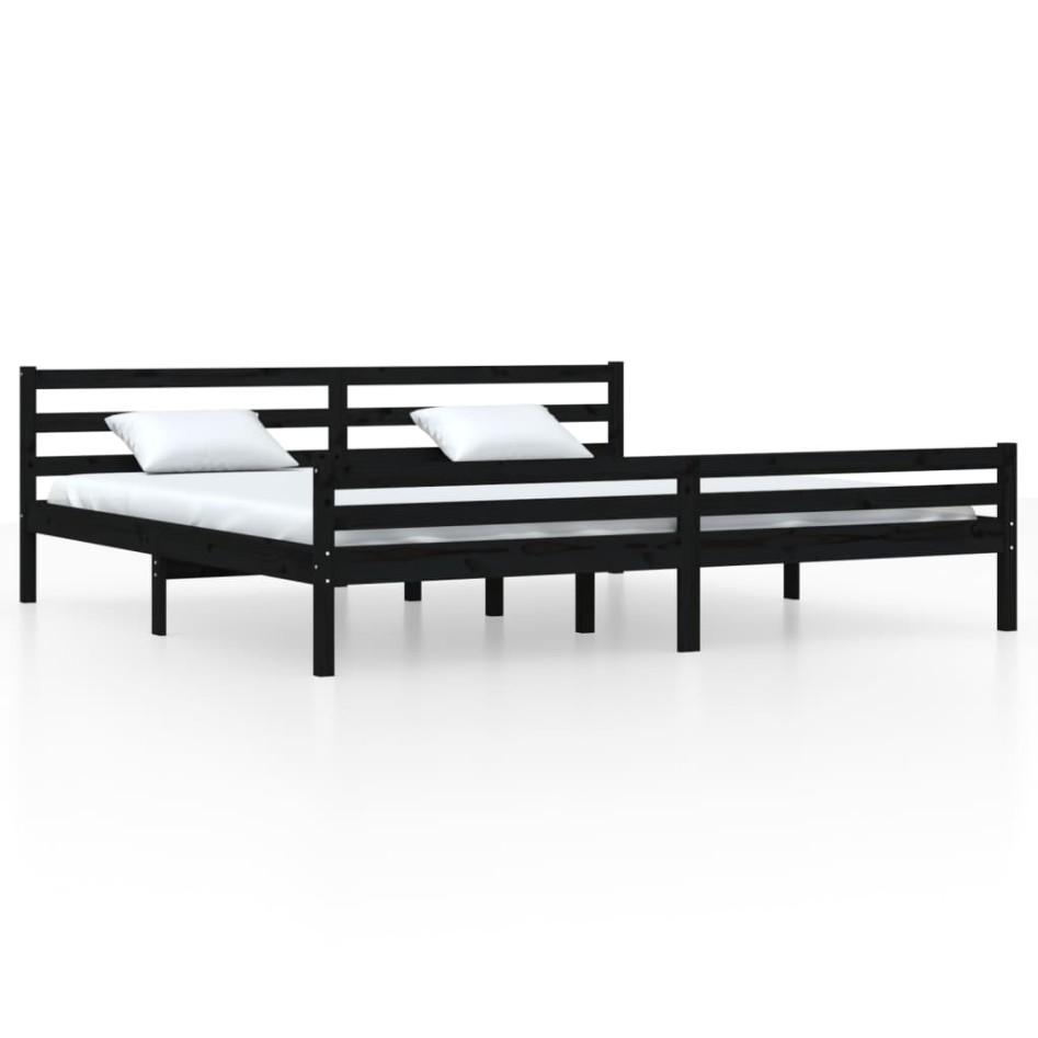 Estructura de cama madera maciza negro Supe King 180x200