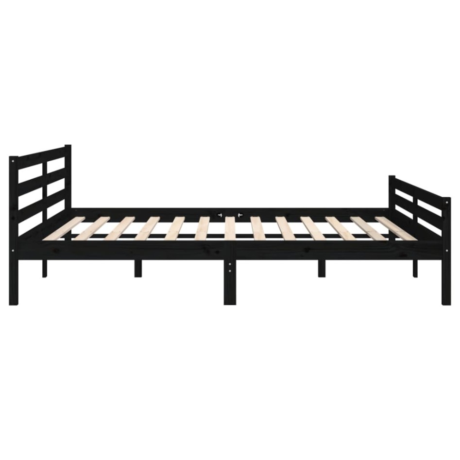Estructura de cama madera maciza negro Supe King 180x200