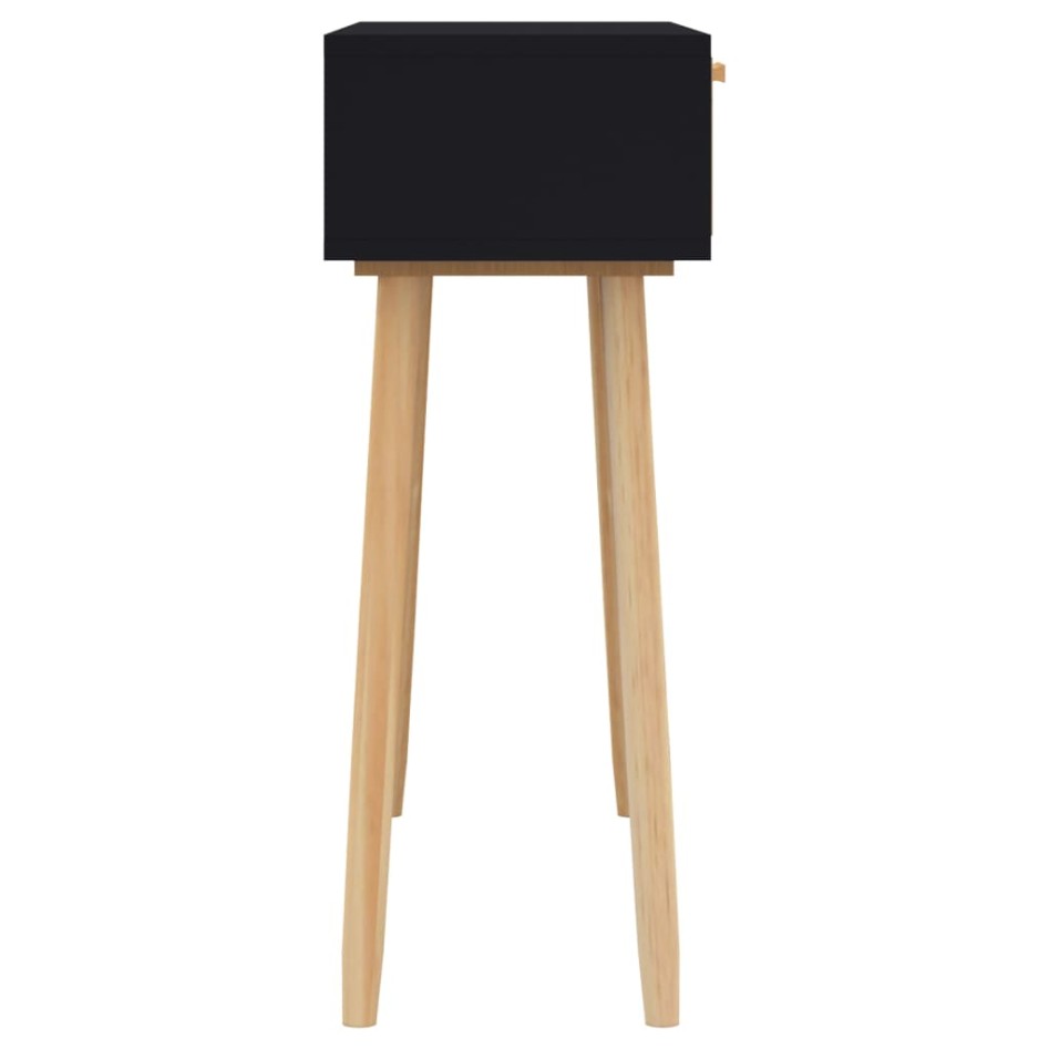 Mesa consola madera pino maciza ratán natural negro 80x30x75