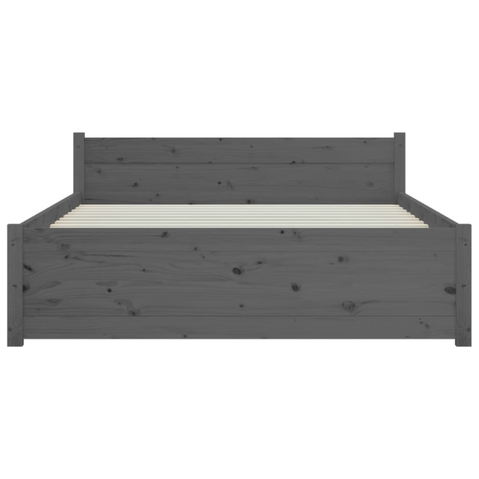 Estructura de cama madera maciza gris doble 135x190