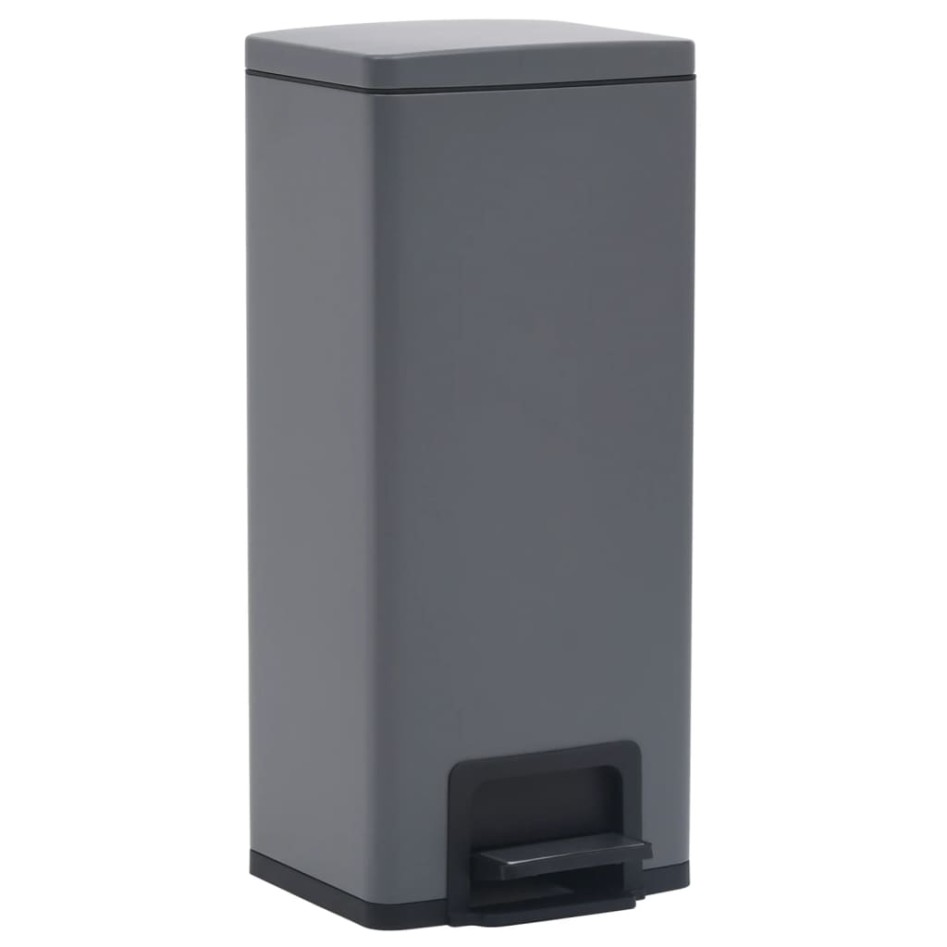 Cubo basura con pedal antihuellas 30L gris acero