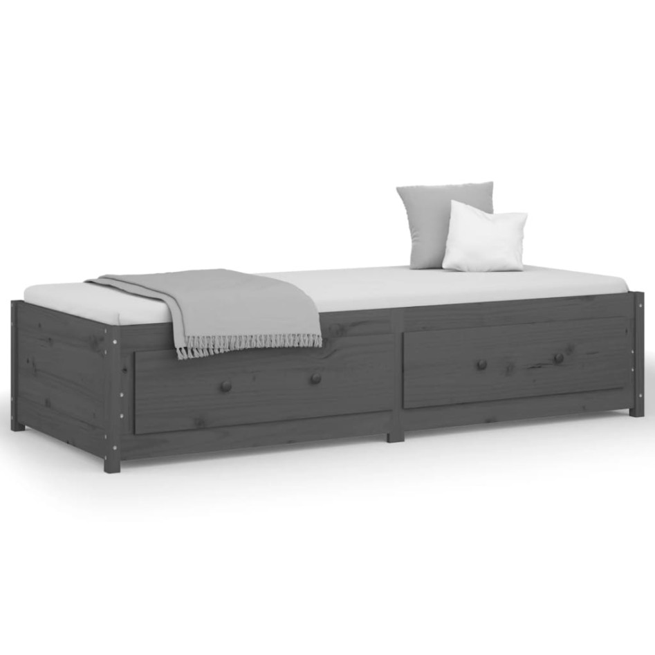 Sofá cama de madera maciza de pino gris 90x190