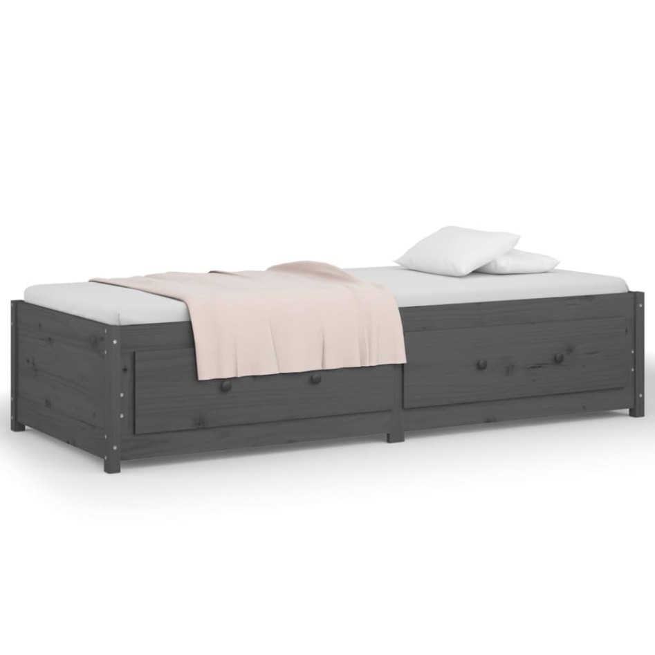 Sofá cama de madera maciza de pino gris 90x190