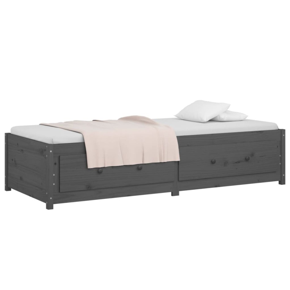 Sofá cama de madera maciza de pino gris 90x190