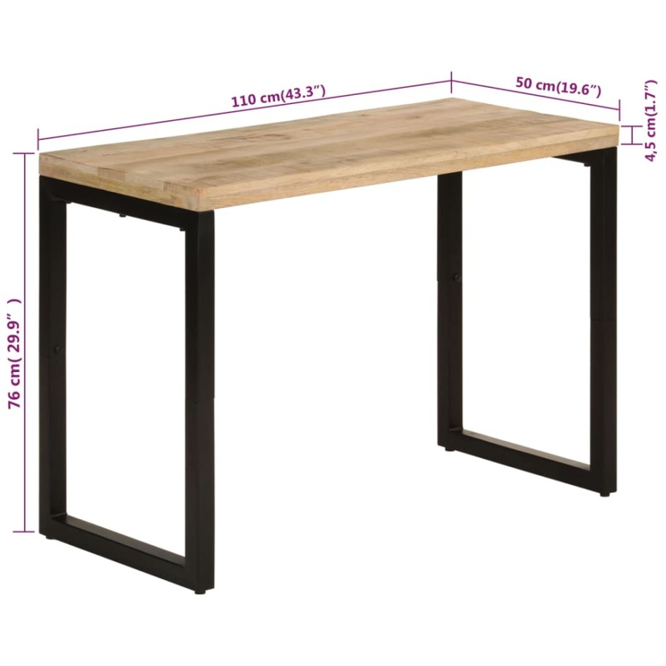 Mesa de comedor madera maciza de mango 110x50x76