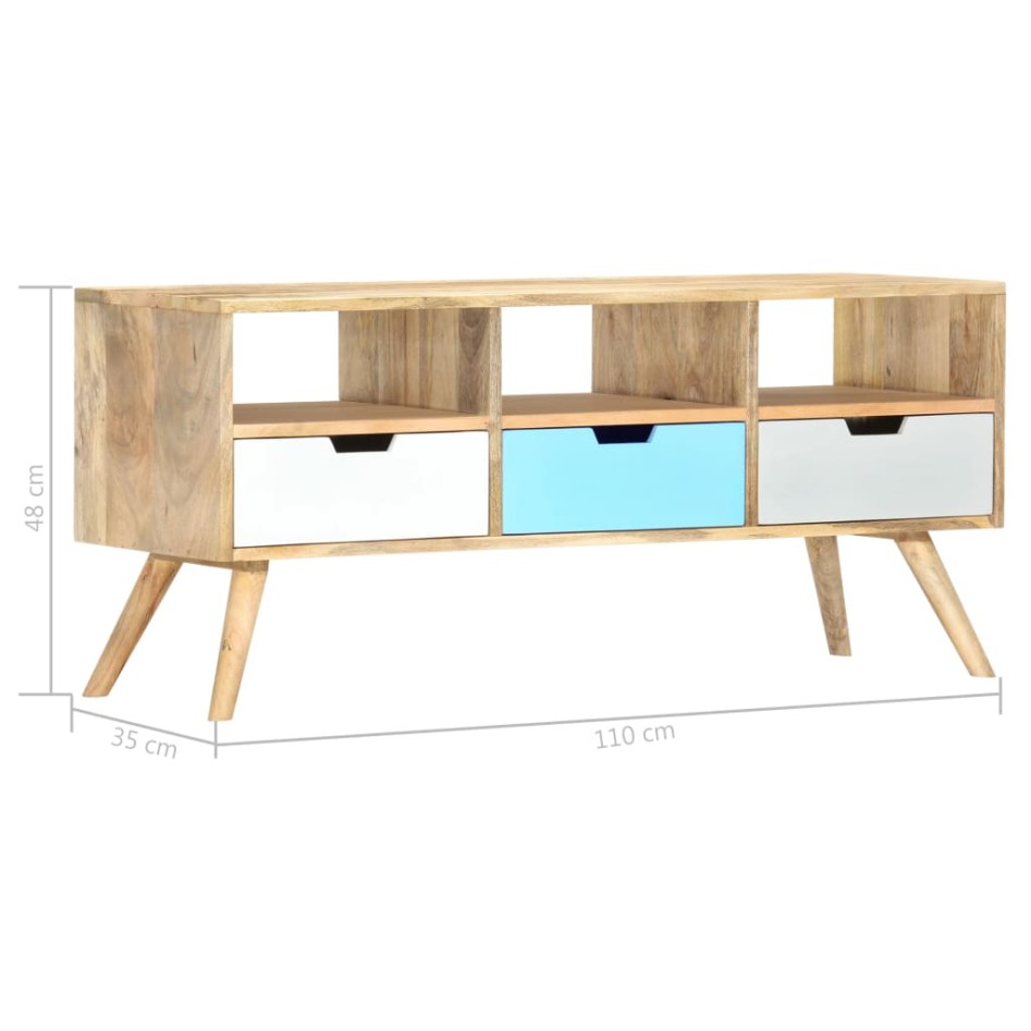 Mueble para TV de madera maciza de mango 110x35x48