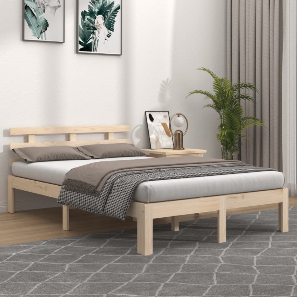 Estructura de cama madera maciza 120x200