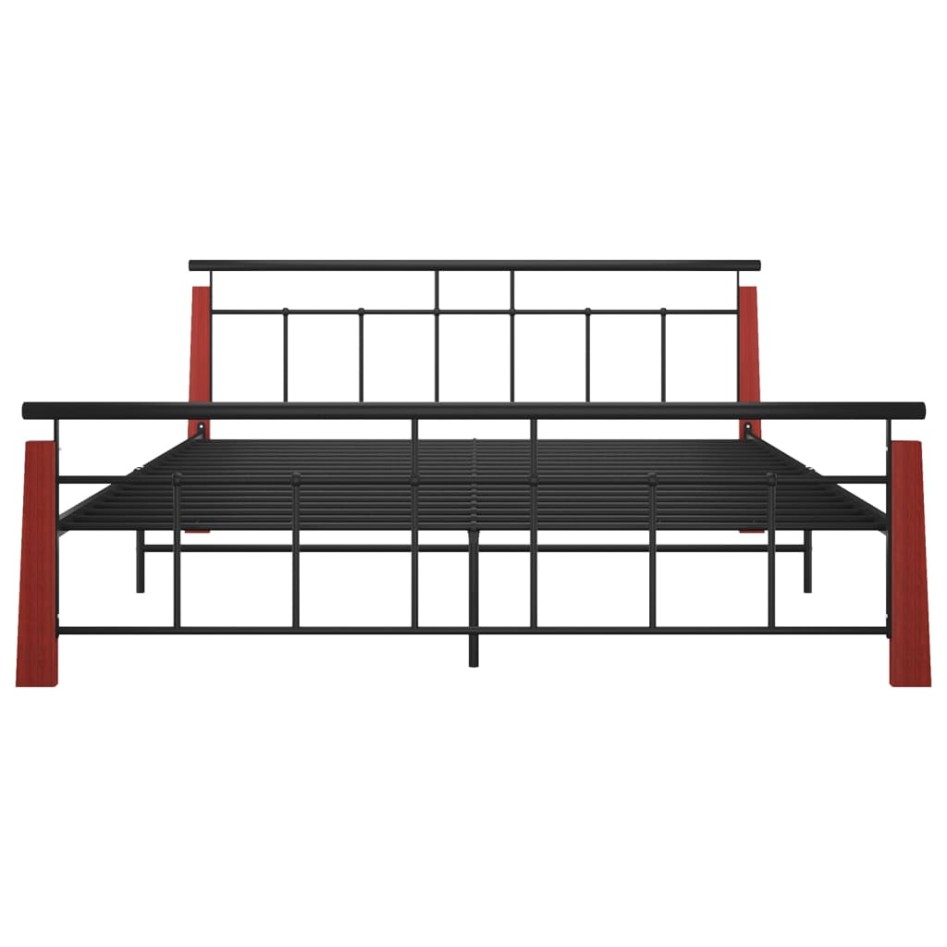 Estructura de cama madera maciza de roble metal 180x200