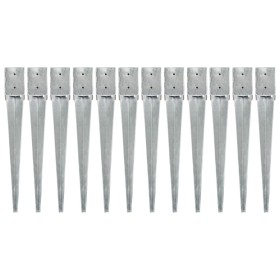 Picas de tierra 12 uds acero galvanizado plateado 10x10x76