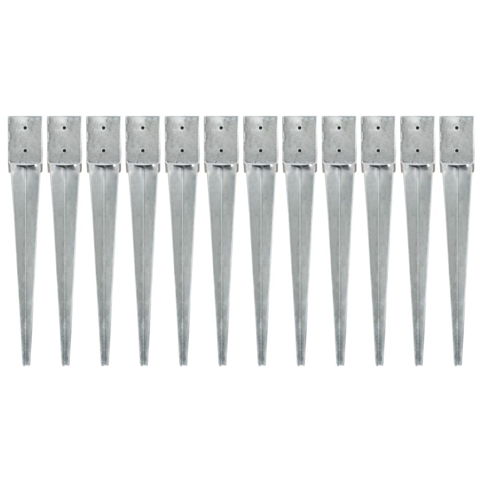 Picas de tierra 12 uds acero galvanizado plateado 10x10x76