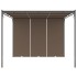 Cenador de jardín con cortina lateral gris taupe 3x3x2,25