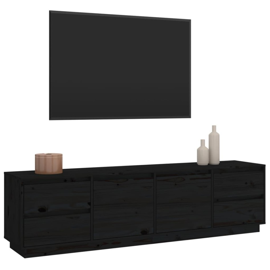 Mueble de TV madera maciza de pino negro 176x37x47,5