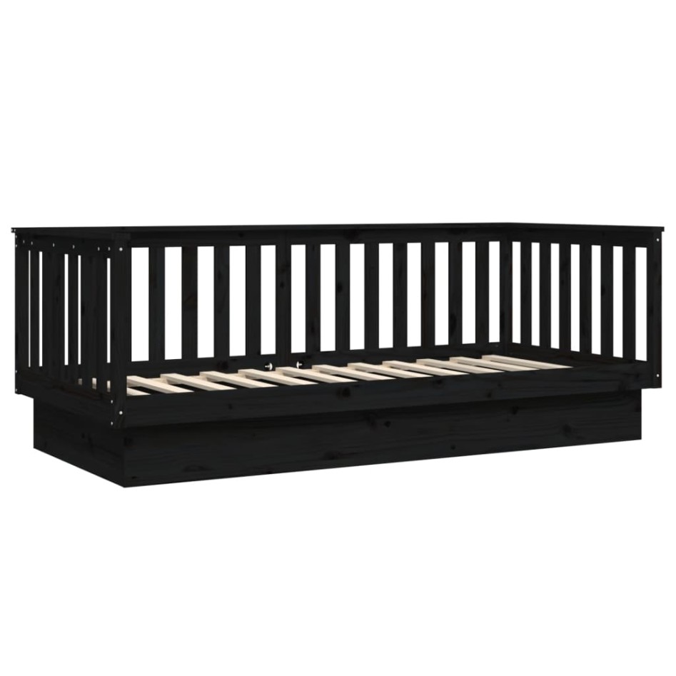 Sofá cama madera maciza de pino negro 90x200