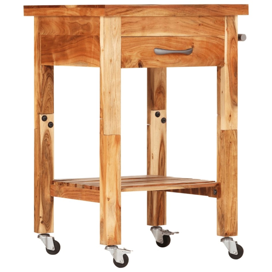 Carrito de cocina madera maciza de acacia 55x55x89