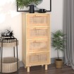 Aparador marrón madera pino maciza y ratán natural 40x30x90 cm