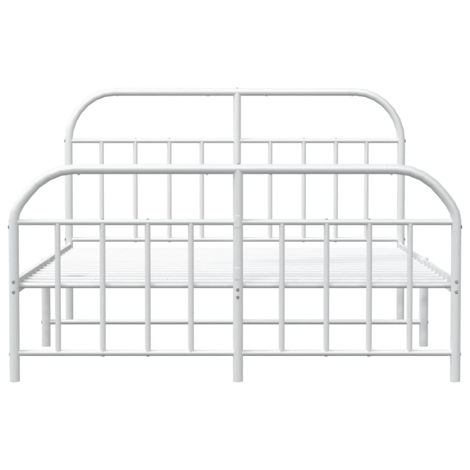 Estructura cama metal con cabecero y estribo blanco 135x190