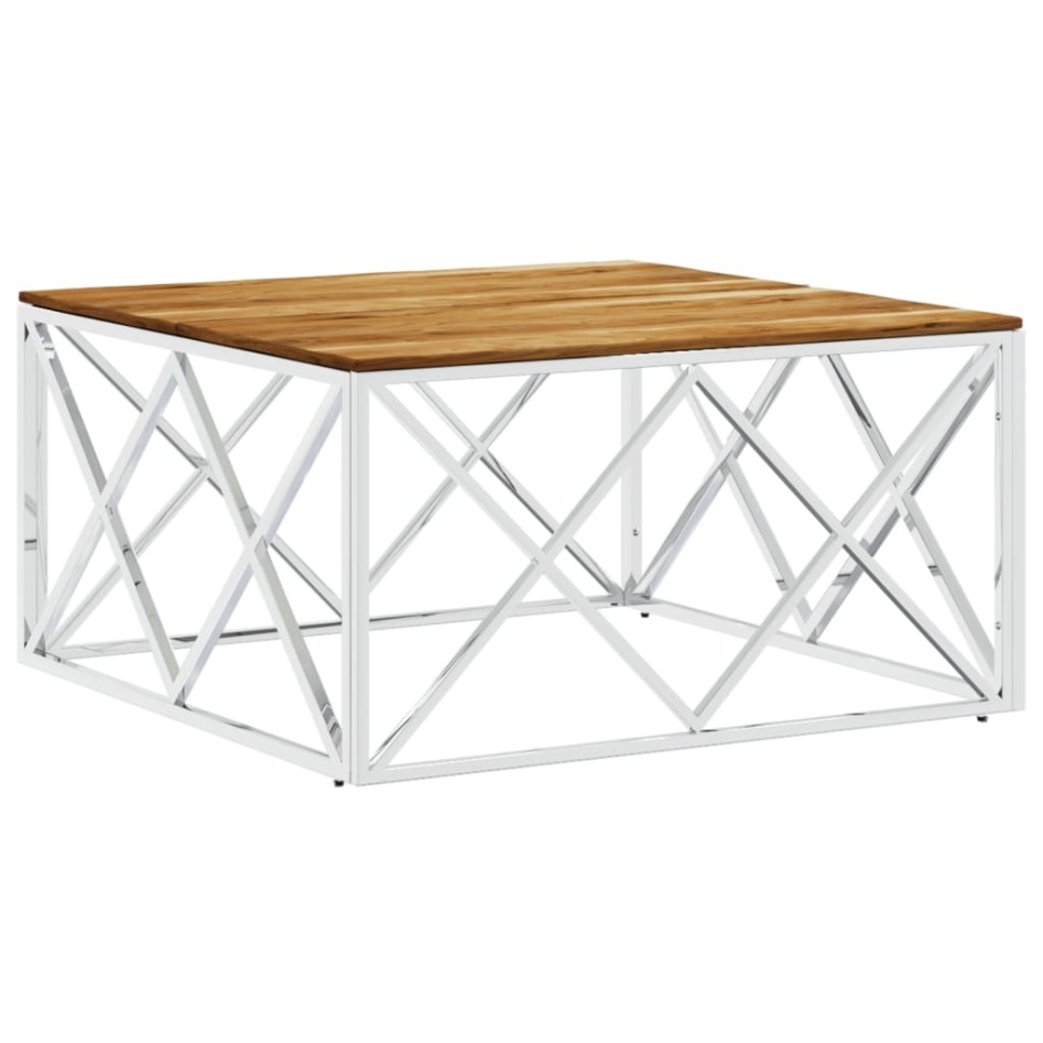 Mesa de centro acero inoxidable y madera maciza acacia