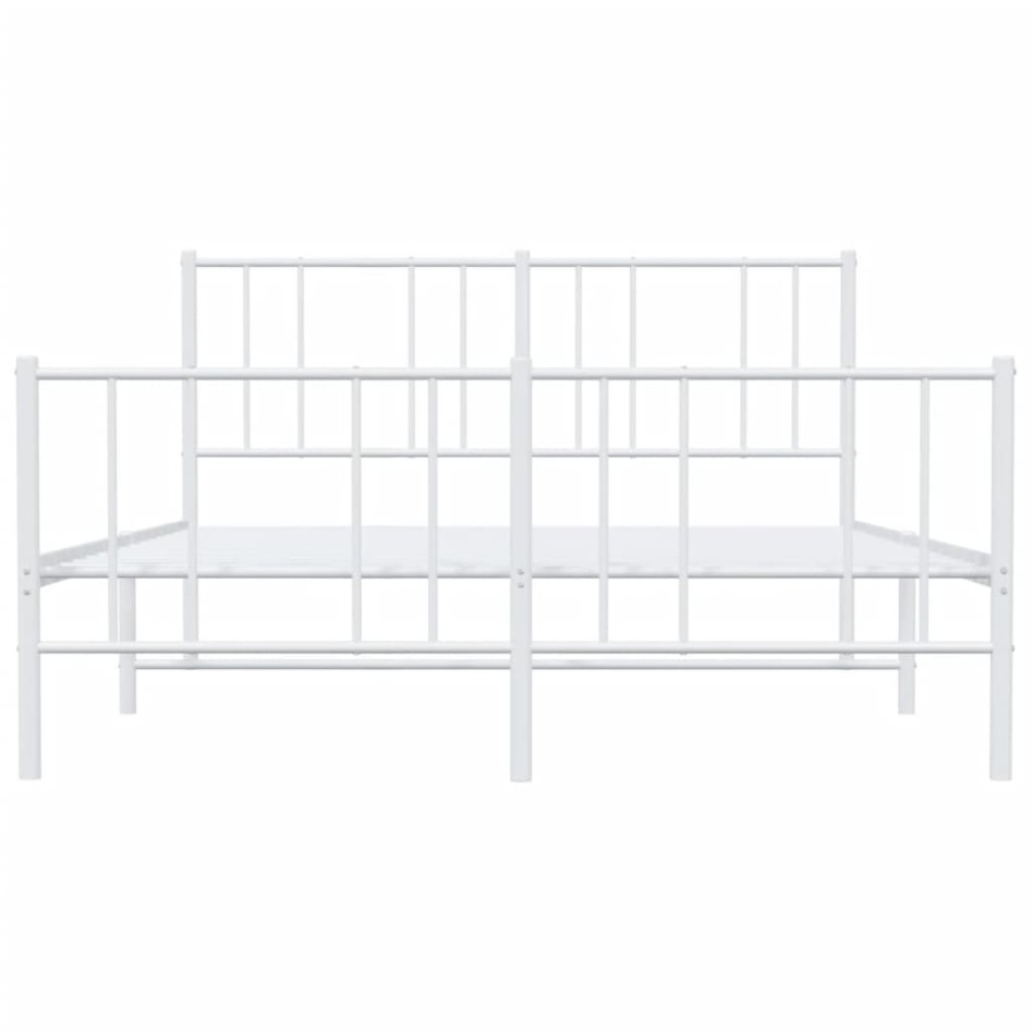 Estructura cama metal con cabecero y estribo blanco 135x190