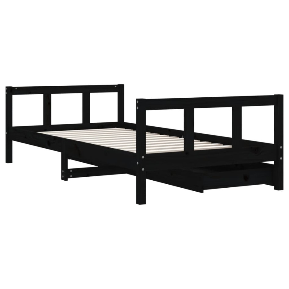 Estructura de cama infantil con cajones madera negro 90x190