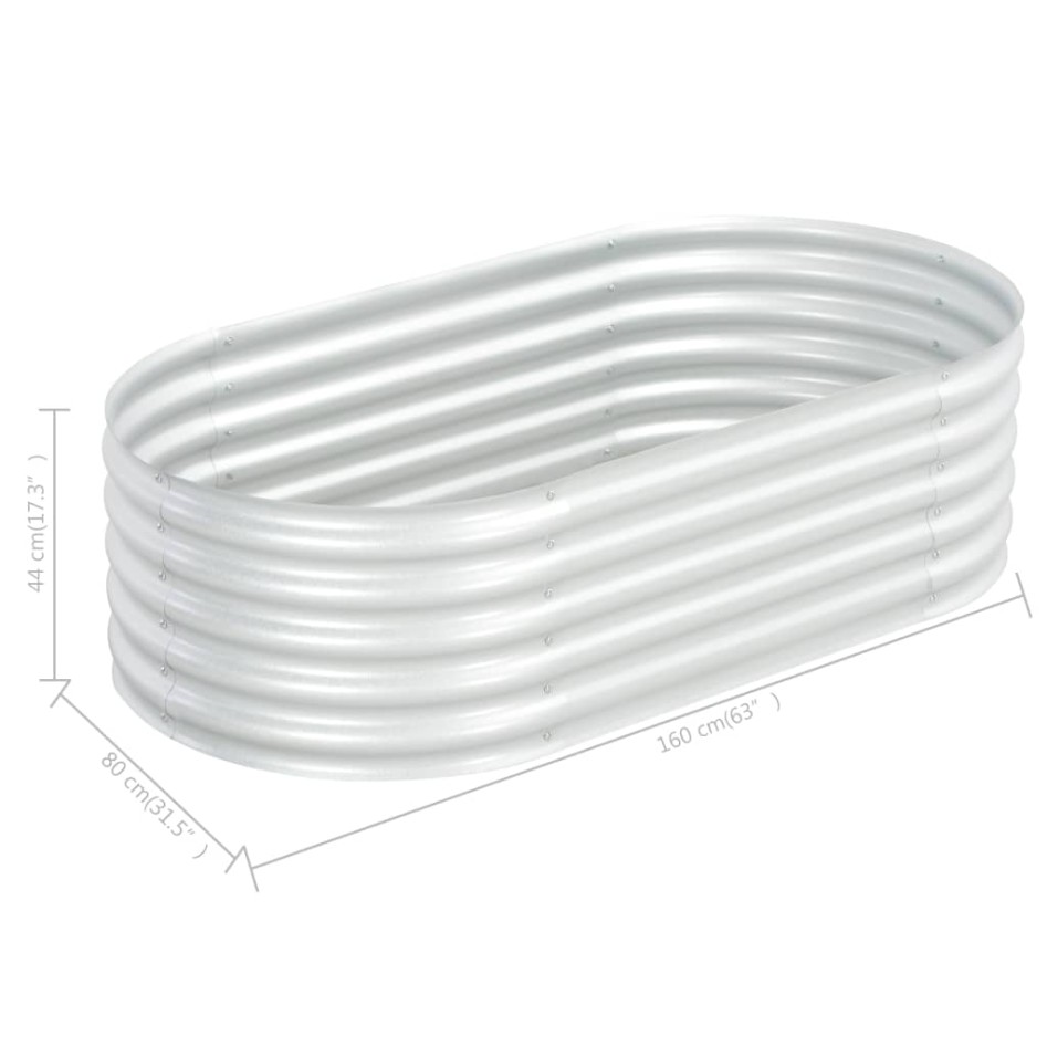 Arriate de acero galvanizado plateado 160x80x44