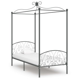 Estructura de cama con dosel metal gris 100x200