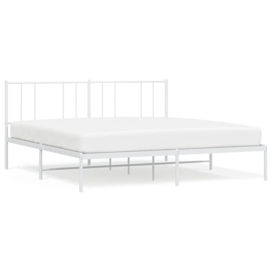 Estructura de cama de metal con cabecero blanco 180x200