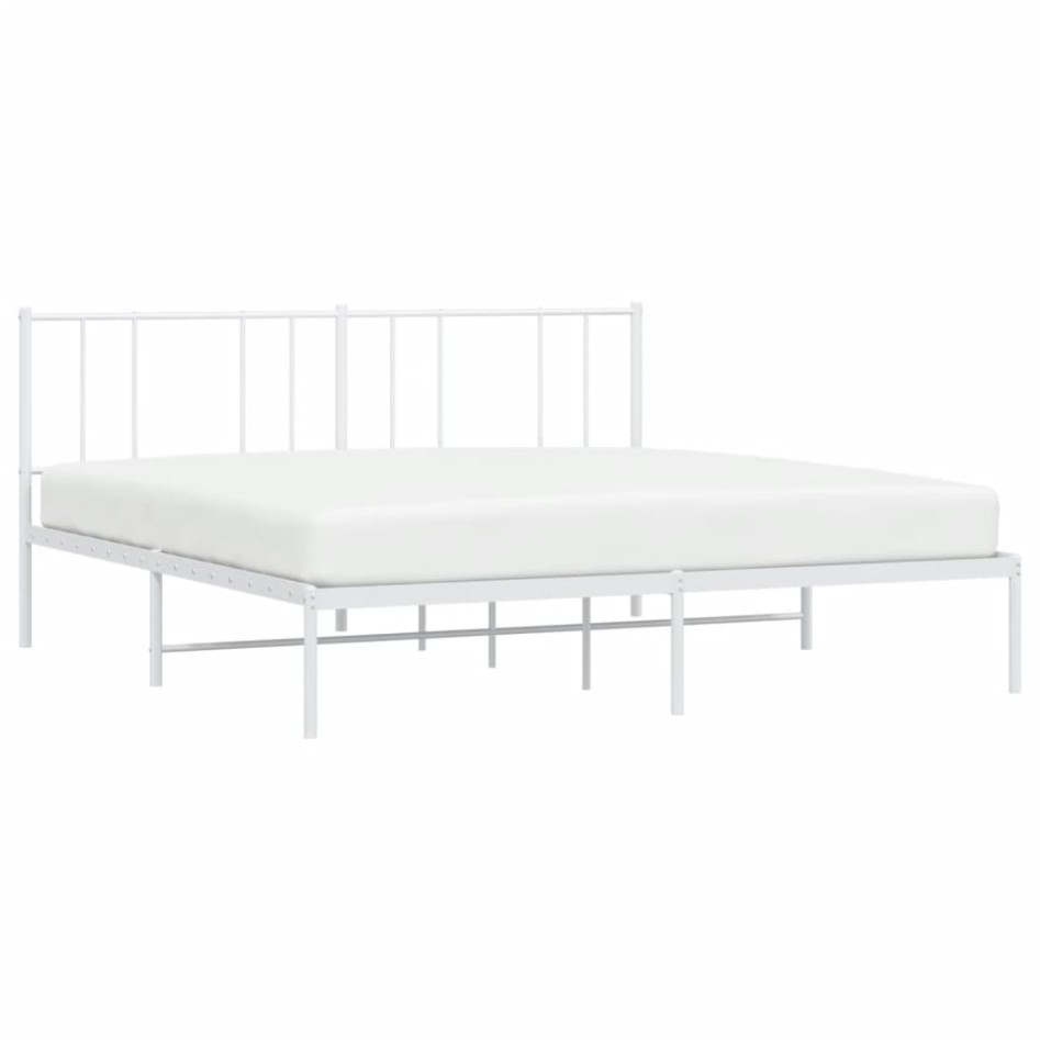 Estructura de cama de metal con cabecero blanco 180x200