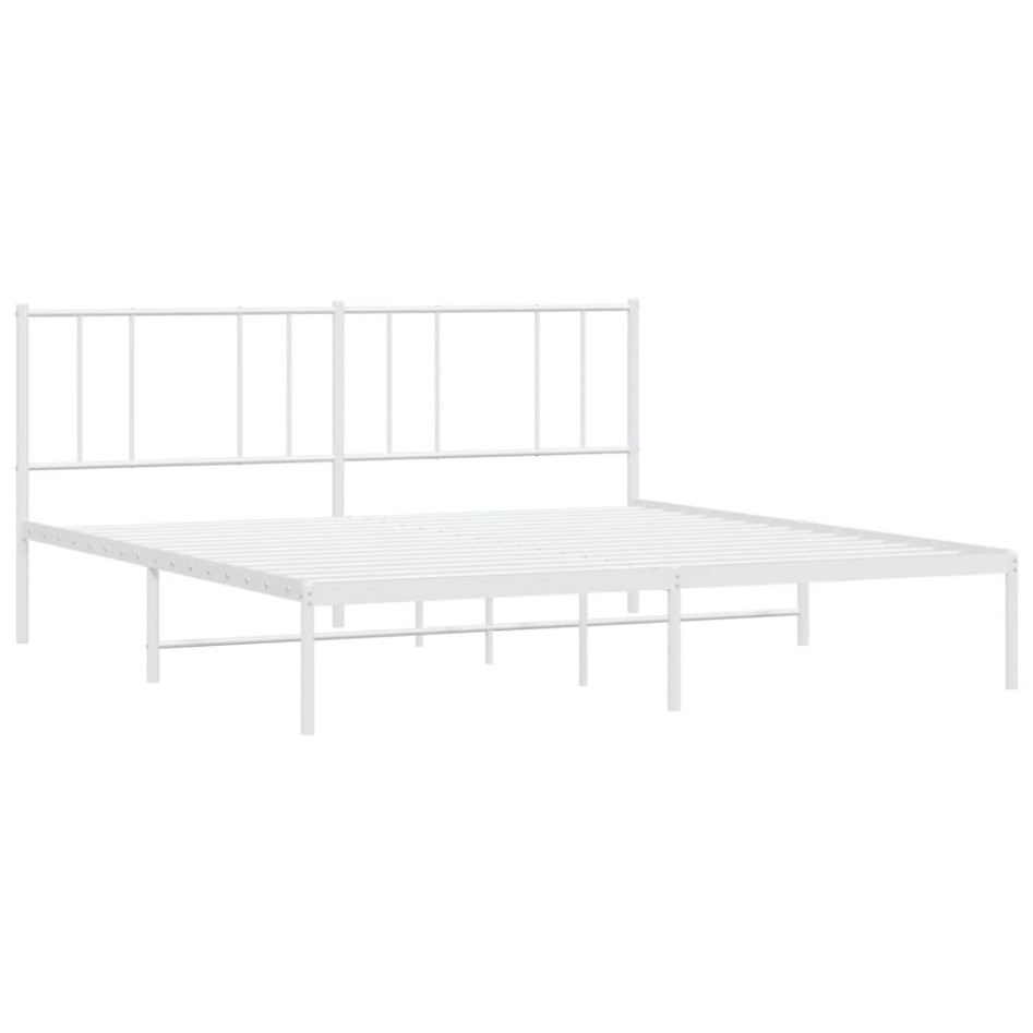 Estructura de cama de metal con cabecero blanco 180x200