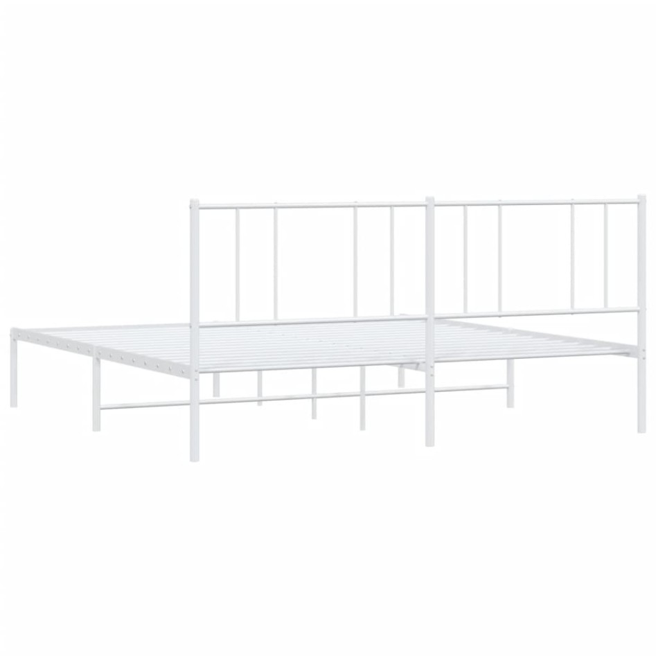 Estructura de cama de metal con cabecero blanco 180x200