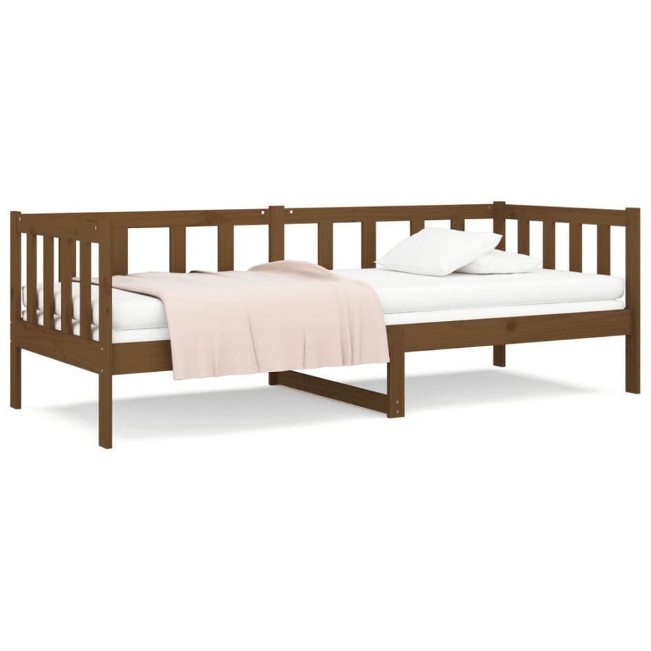Sofá cama de madera maciza de pino marrón miel 80x200