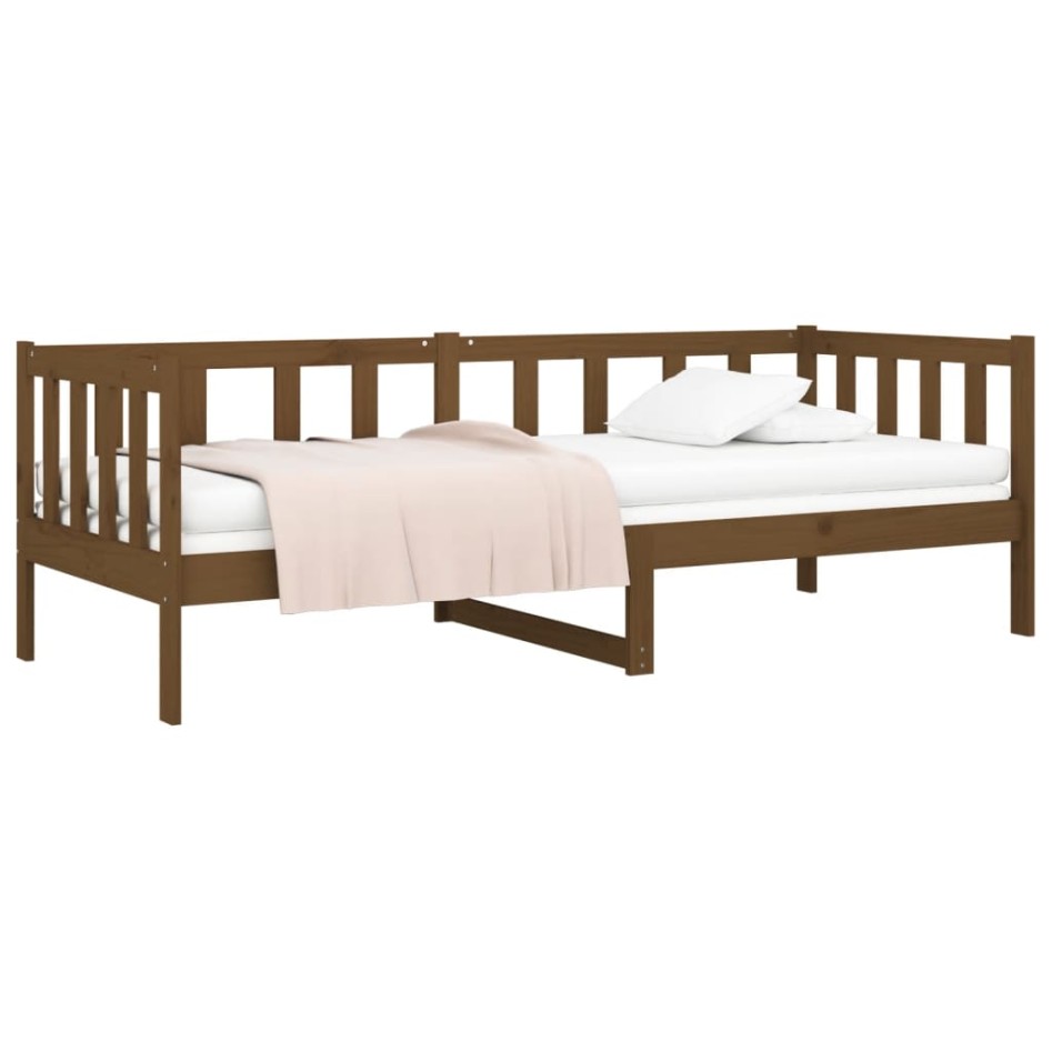 Sofá cama de madera maciza de pino marrón miel 80x200