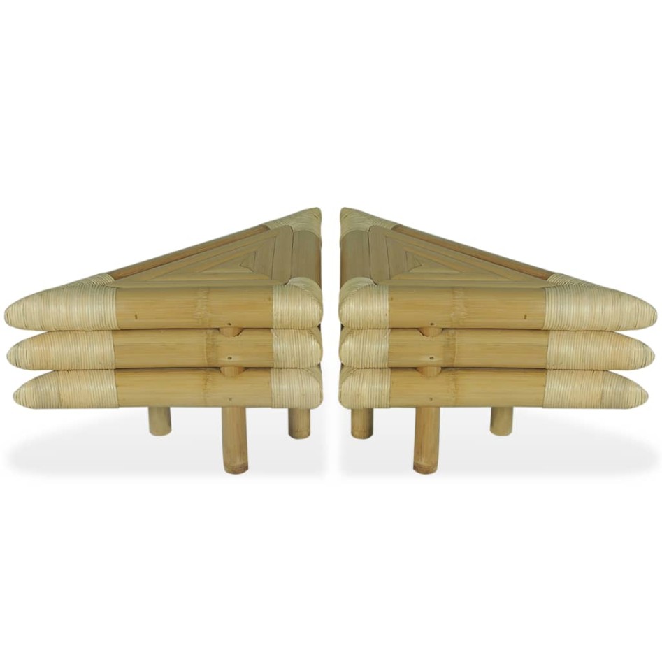 Mesitas de noche de bambú natural 2 unidades 60x60x40