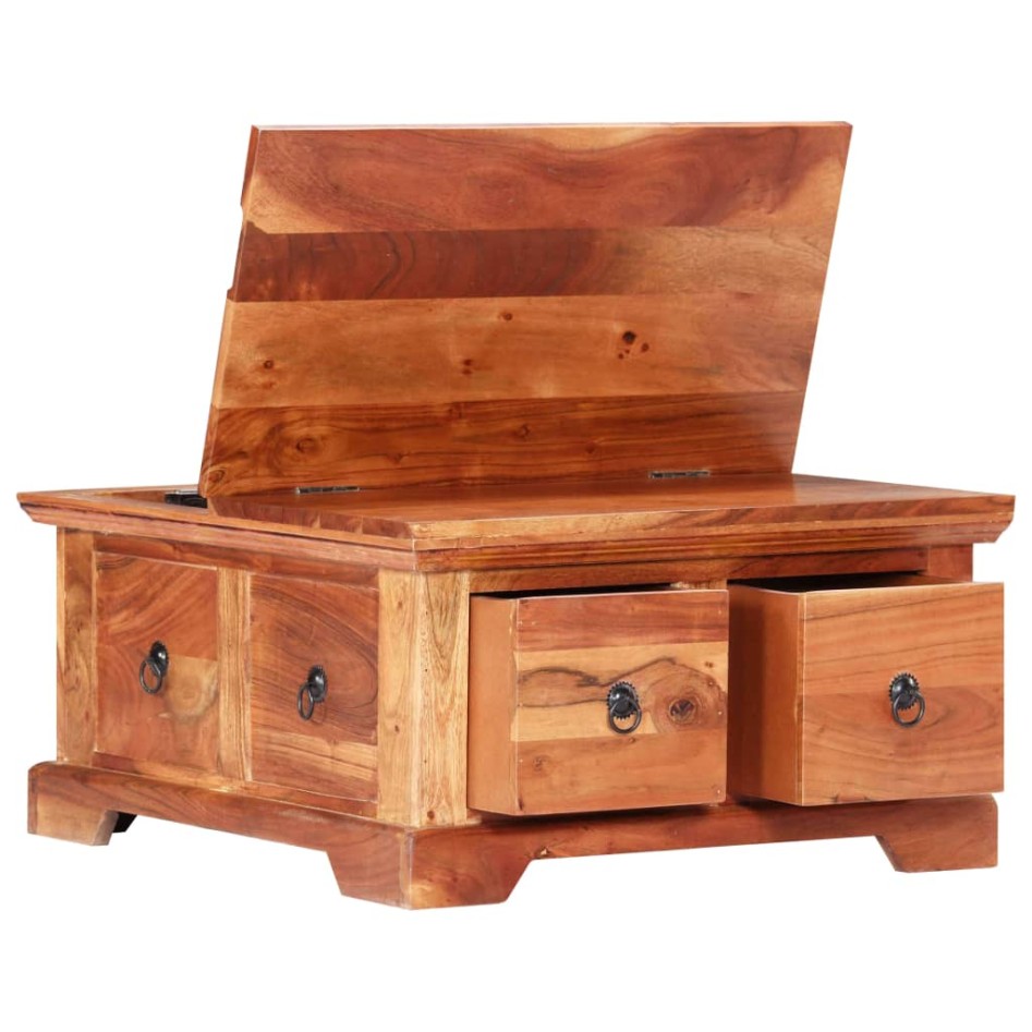 Mesa de centro de madera maciza de acacia 66x70x35