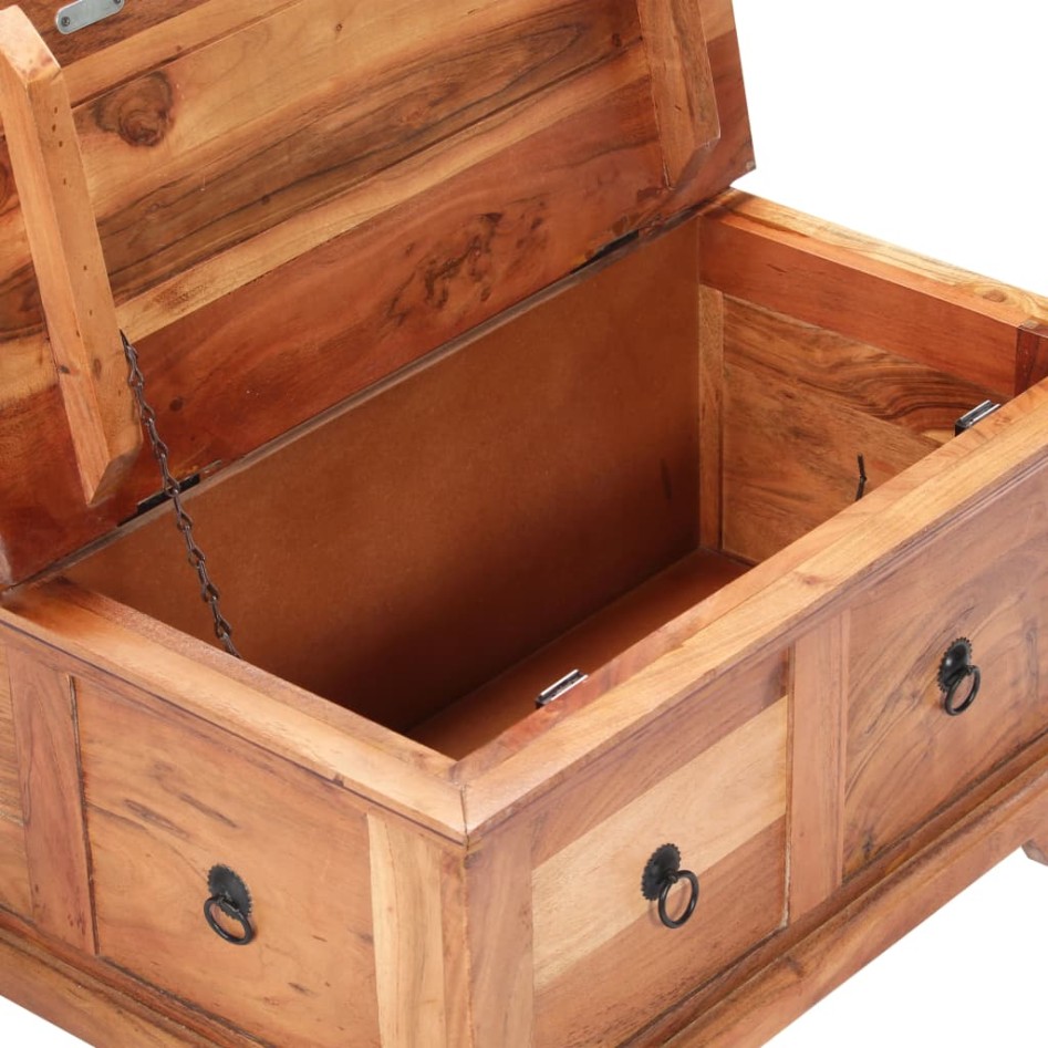 Mesa de centro de madera maciza de acacia 66x70x35