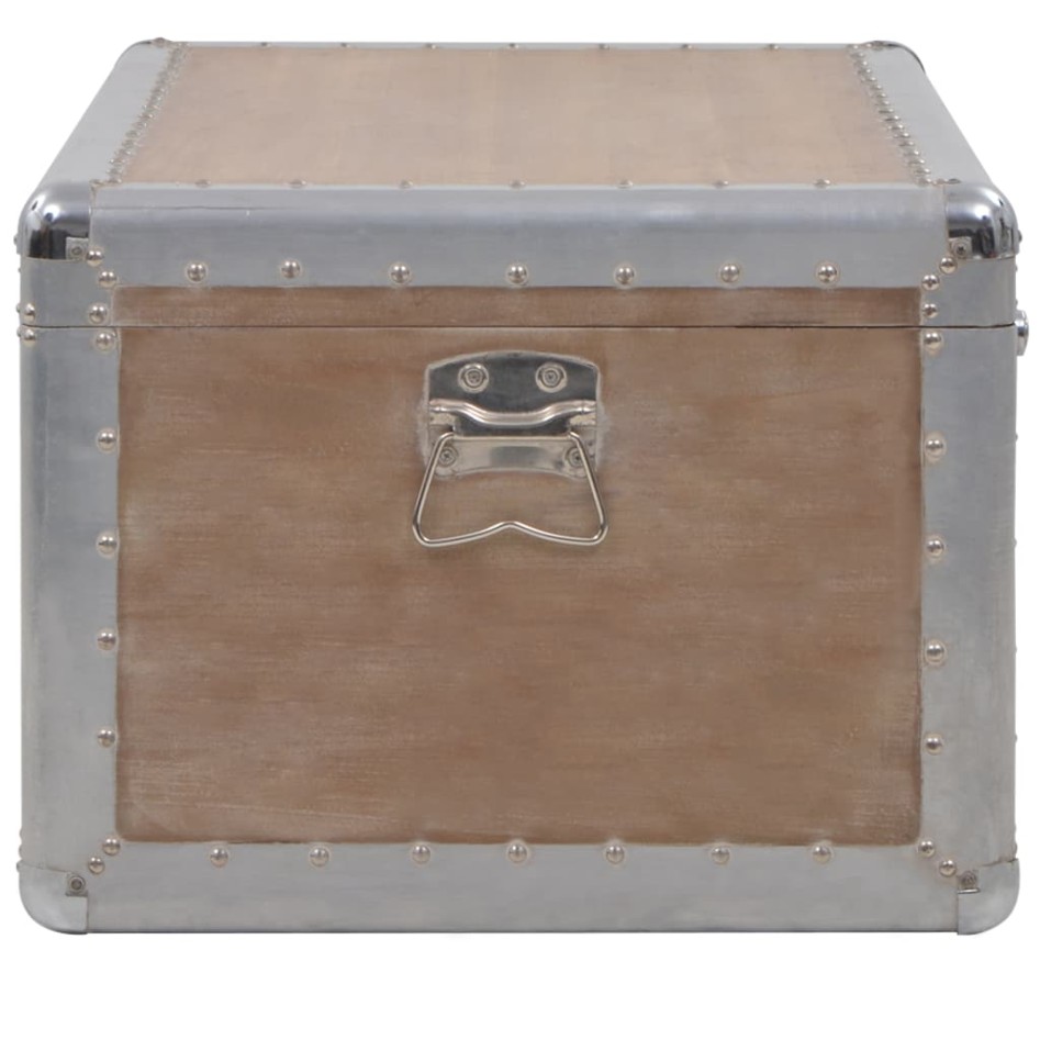 Caja de almacenaje madera maciza abeto marrón 91x52x40