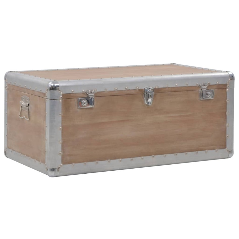 Caja de almacenaje madera maciza abeto marrón 91x52x40