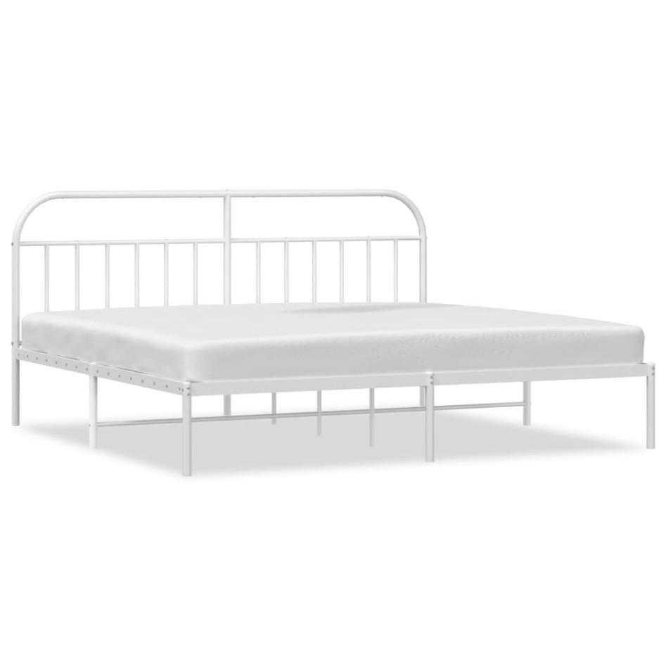 Estructura de cama de metal con cabecero blanco 193x203