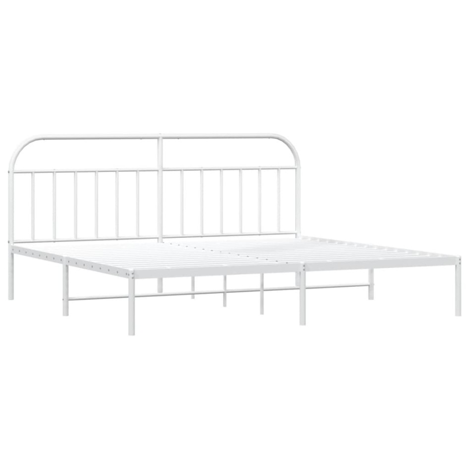 Estructura de cama de metal con cabecero blanco 193x203