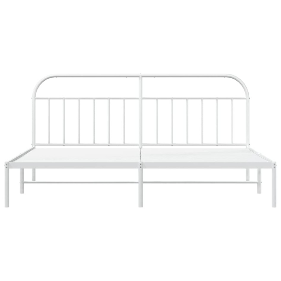 Estructura de cama de metal con cabecero blanco 193x203