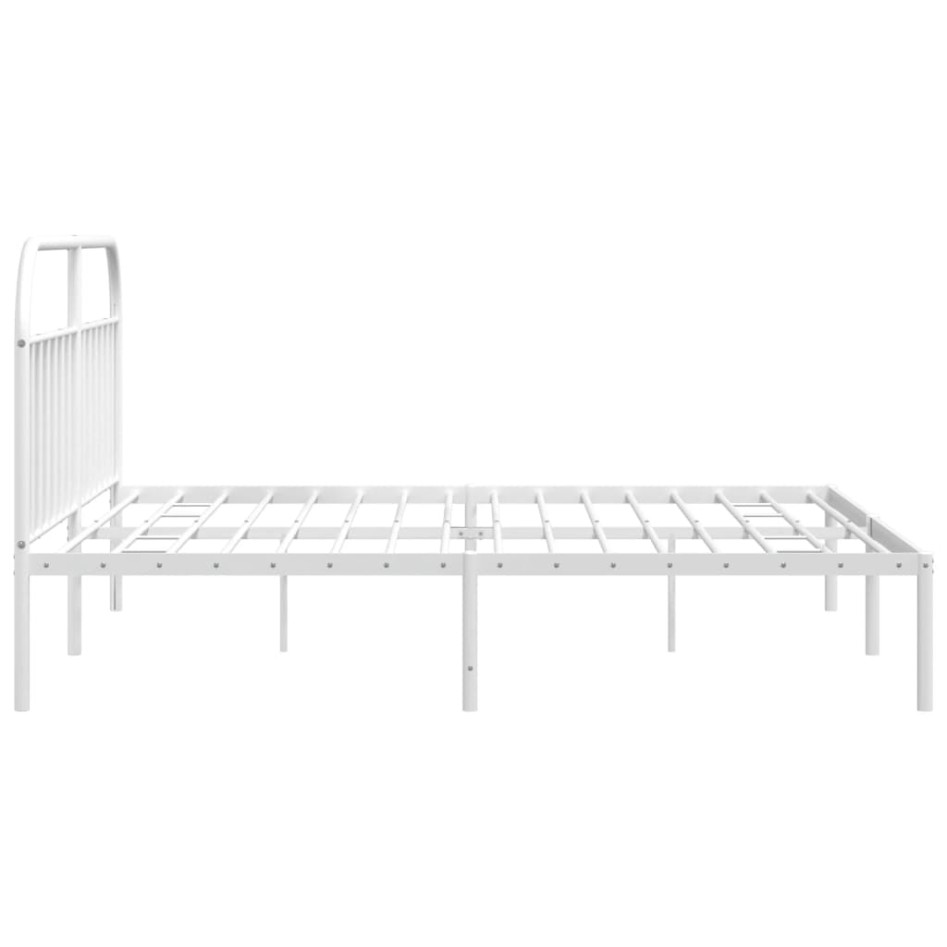 Estructura de cama de metal con cabecero blanco 193x203