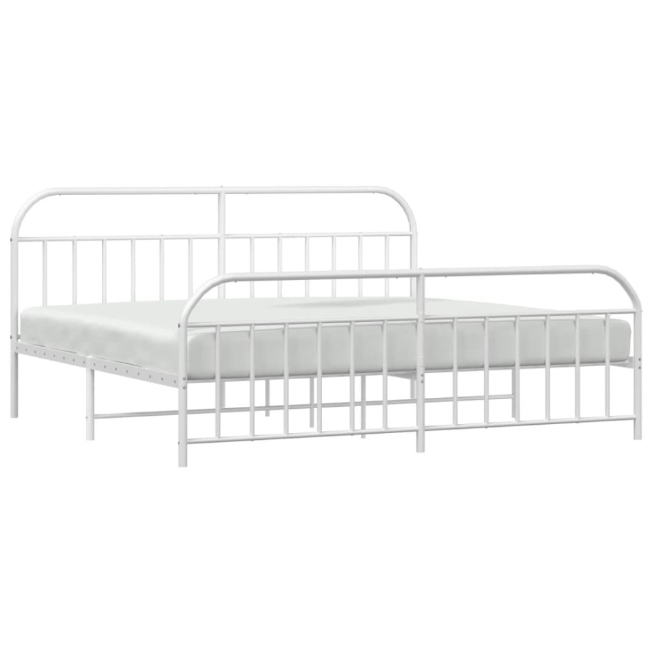 Estructura cama metal con cabecero y pie cama blanco 193x203