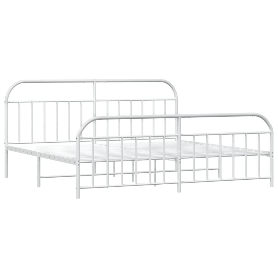 Estructura cama metal con cabecero y pie cama blanco 193x203