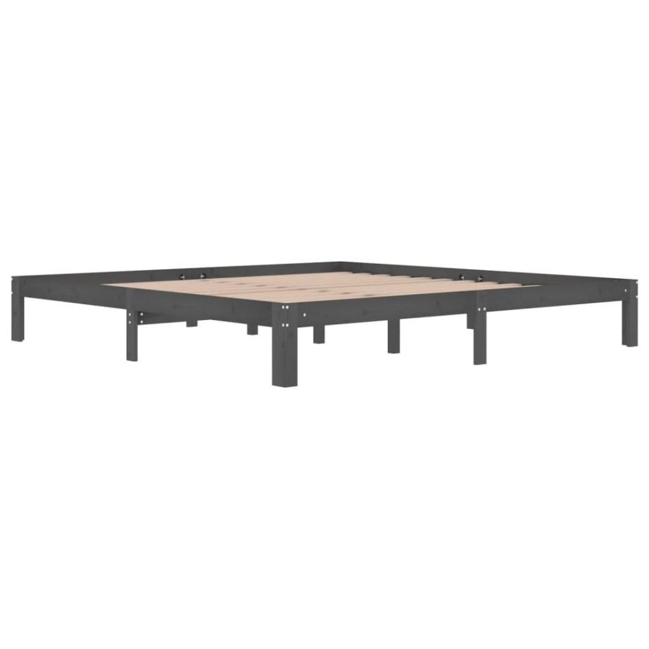 Estructura de cama madera maciza de pino gris 200x200