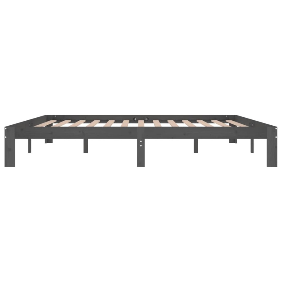 Estructura de cama madera maciza de pino gris 200x200
