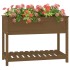 Jardinera con estante madera maciza pino marrón 111,5x54x81