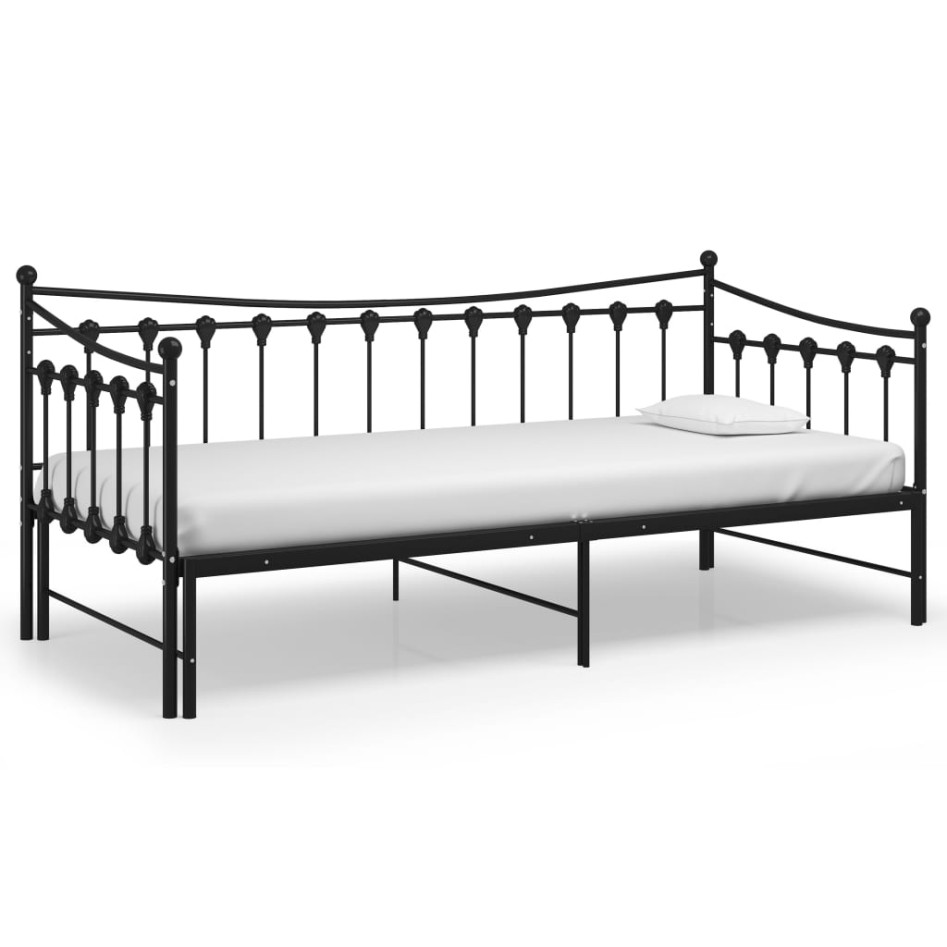 Estructura de sofá cama extraíble de metal negro 90x200