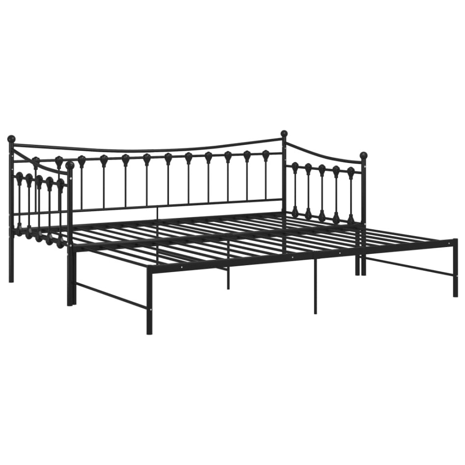 Estructura de sofá cama extraíble de metal negro 90x200