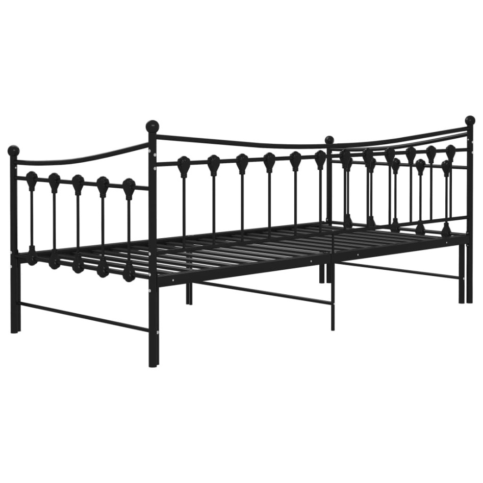 Estructura de sofá cama extraíble de metal negro 90x200