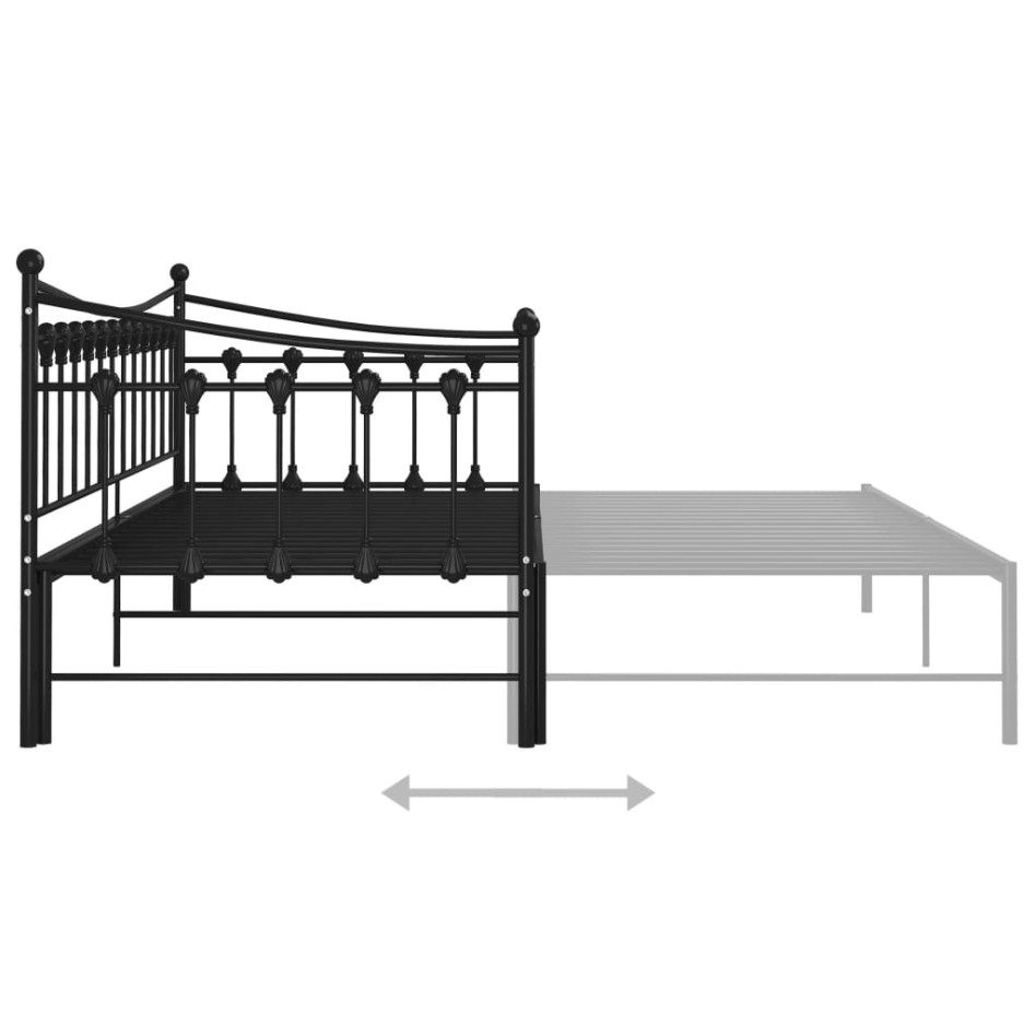 Estructura de sofá cama extraíble de metal negro 90x200