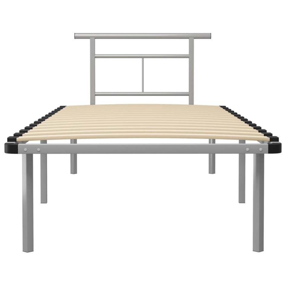 Estructura de cama de metal gris 90x200